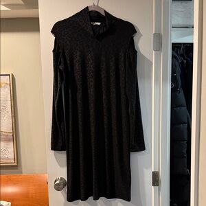 Sympli Black Leopard Long Sleeve Dress
